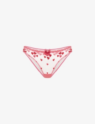 Agent Provocateur Womens Red Cupid Heart-print Woven Briefs