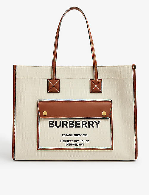 BURBERRY: Freya brand-print canvas tote bag