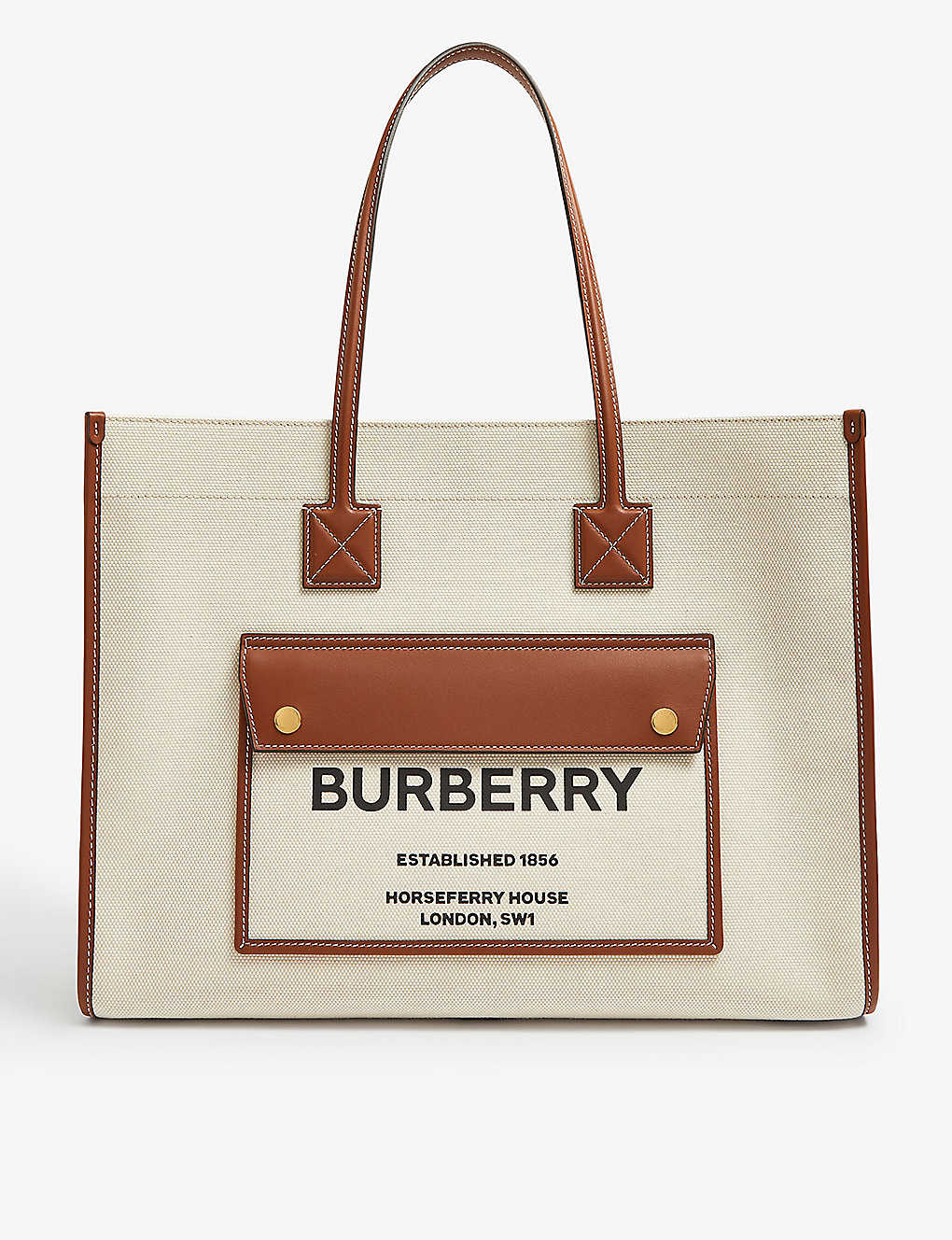 Shop Burberry Womens Natural/tan Freya Brand-print Canvas Tote Bag