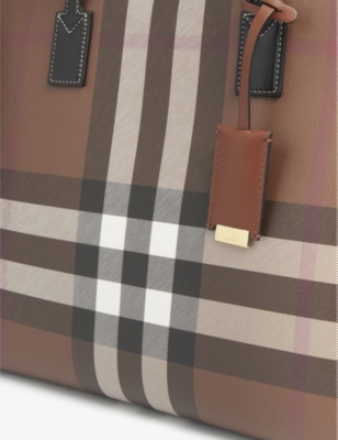 BURBERRY: Checked faux-leather tote bag
