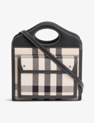 BURBERRY Pocket mini checked cotton blend cross body bag Selfridges