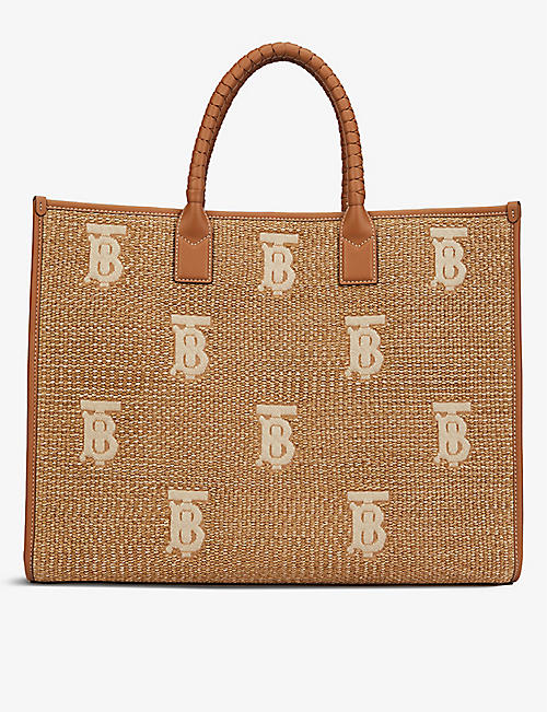 BURBERRY: Freya monogrammed woven tote bag