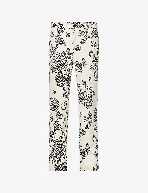 COMME DES GARCONS HOMME PLUS: Floral-print relaxed-fit straight-leg cotton trousers