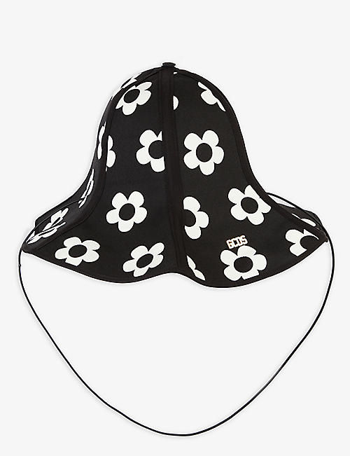 GCDS: Flower graphic-print logo cotton-twill bucket hat