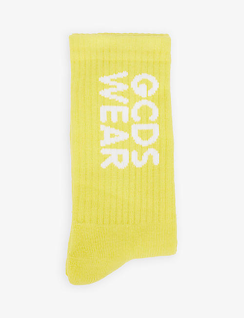 GCDS: Weed-print logo stretch-cotton-blend socks