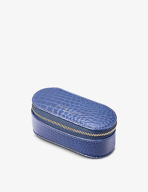 ASPINAL OF LONDON: Handbag Tidy All branded croc-embossed leather make-up case