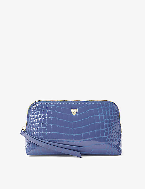 ASPINAL OF LONDON: Essential large croc-embossed leather make-up case