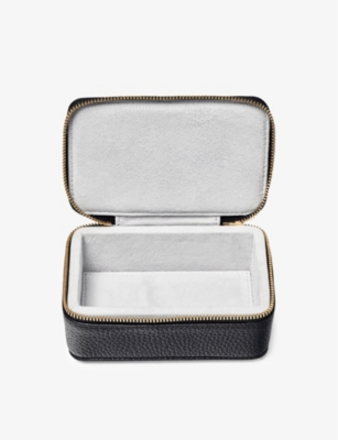 Aspinal Of London Womens Black Medium Travel Leather Jewellery Case In Black