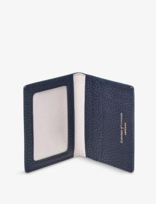 Aspinal Of London Navy Logo-embossed Leather Id And Travel Card Case In Navy
