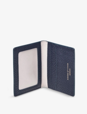 Shop Aspinal Of London Navy Travel Logo-embellished Leather Card Holder