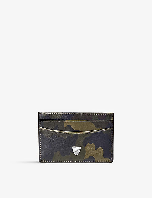 ASPINAL OF LONDON: Logo-embossed camouflage-print leather credit card case