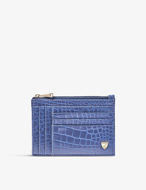 ASPINAL OF LONDON: Croc-embossed double-sided leather card holder