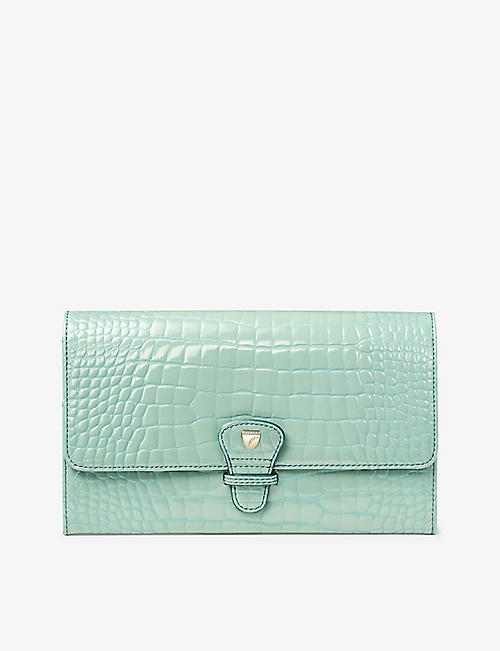 ASPINAL OF LONDON: Croc-embossed leather wallet