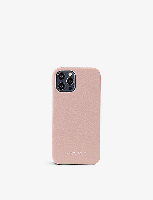 MINTAPPLE: Branded grained leather iPhone 12 Pro case