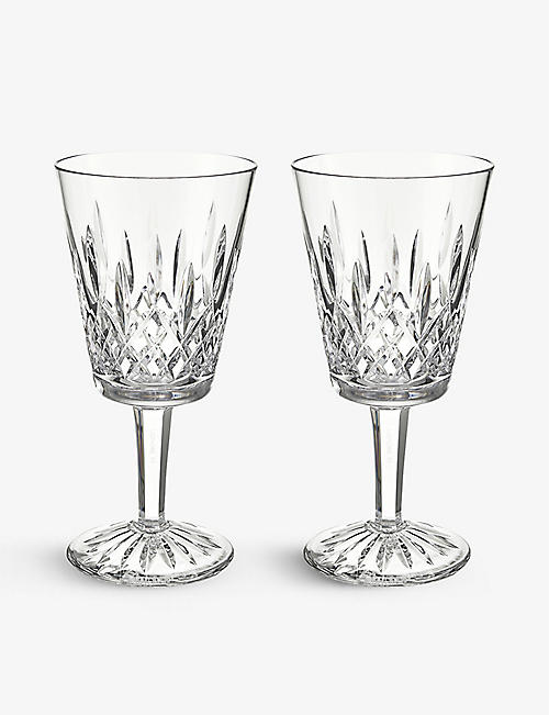 WATERFORD: Lismore 1952 large crystal-glass goblets set of two
