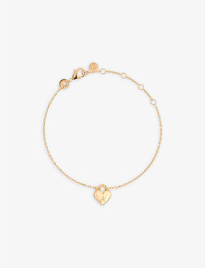MERCI MAMAN Personalised Heart Padlock 18ct yellow gold-plated brass bracelet