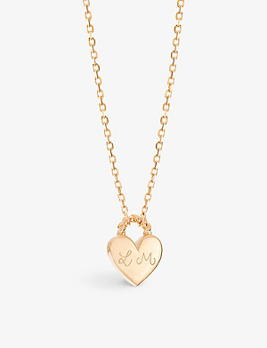 MERCI MAMAN Personalised Heart Padlock 18ct yellow gold-plated brass pendant necklace
