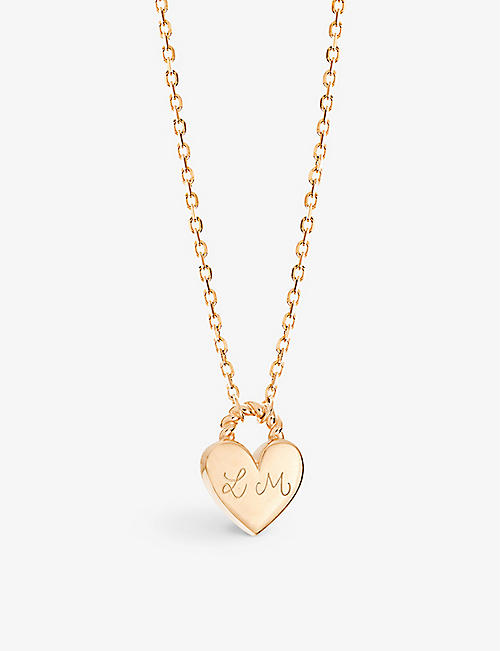 MERCI MAMAN: Personalised Heart Padlock 18ct yellow gold-plated brass pendant necklace