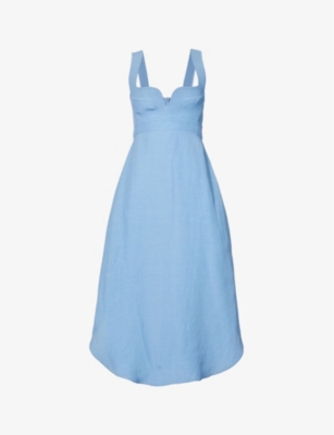 Stella Mccartney Fluid V-neck Woven Midi Dress In Cloudy Blue | ModeSens