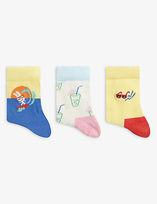 HAPPY SOCKS: Travel pack of three cotton-blend socks 1-9 years