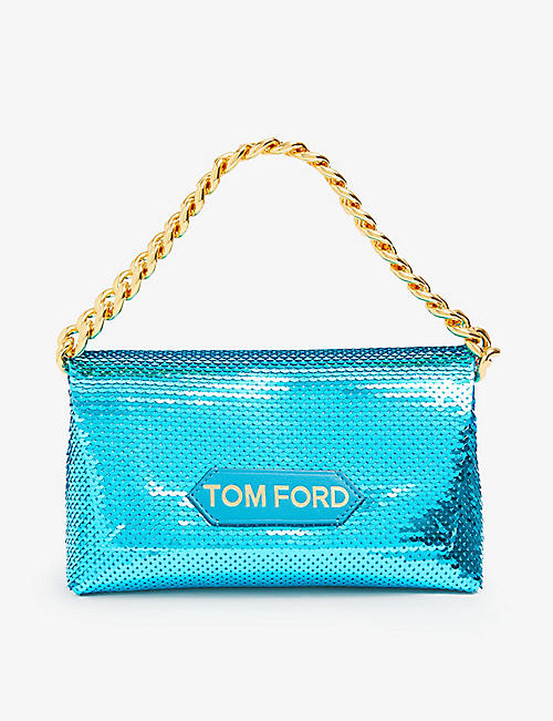TOM FORD: Label mini sequinned satin shoulder bag