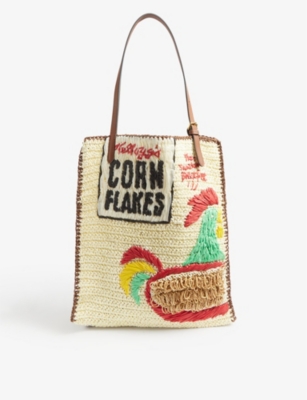 ANYA HINDMARCH - Corn Flakes raffia tote bag | Selfridges.com