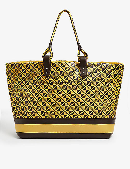 DODO BAR OR: Elle geometric-print leather tote bag