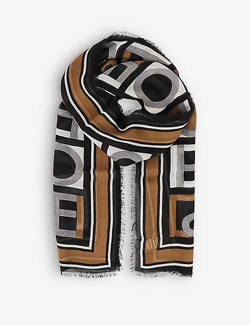 JOSEPH: Agatha Alphabet graphic-print wool and silk-blend scarf