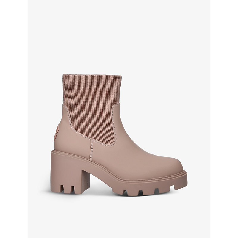 Carvela Comfort Splash Chunky-soled Heeled Rubber Ankle Boots In Blush
