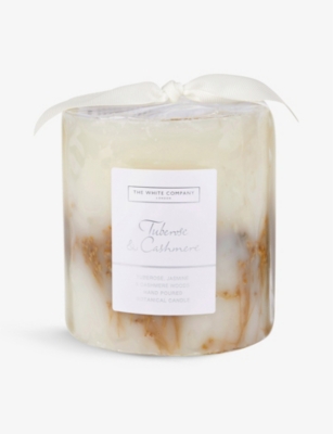 The White Company None/clear Tuberose And Cashmere Medium Botanical Candle 660g In Neutral
