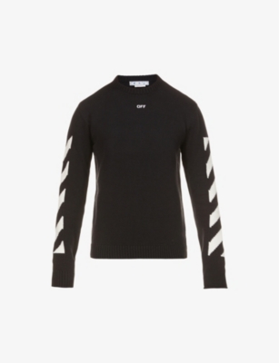OFF WHITE C O VIRGIL ABLOH Diagonal print relaxed fit cotton blend jumper Selfridges