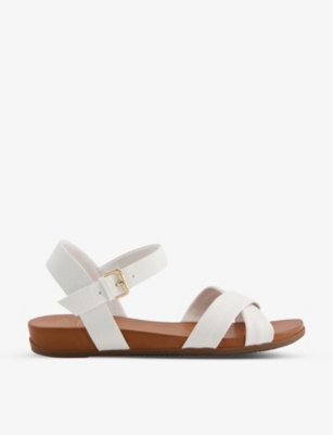 Dune Landie Cross-strap Leather Sandals In White