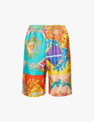 VERSACE GRAPHIC-PRINT SILK SHORTS