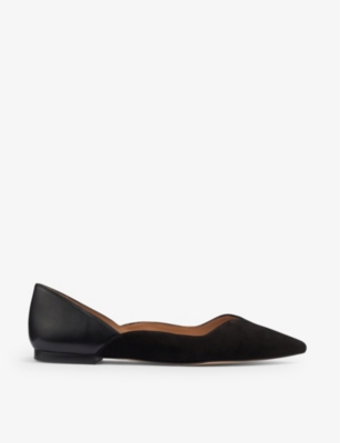 Lk Bennett Iris Pointed Leather Ballet Flats In Black