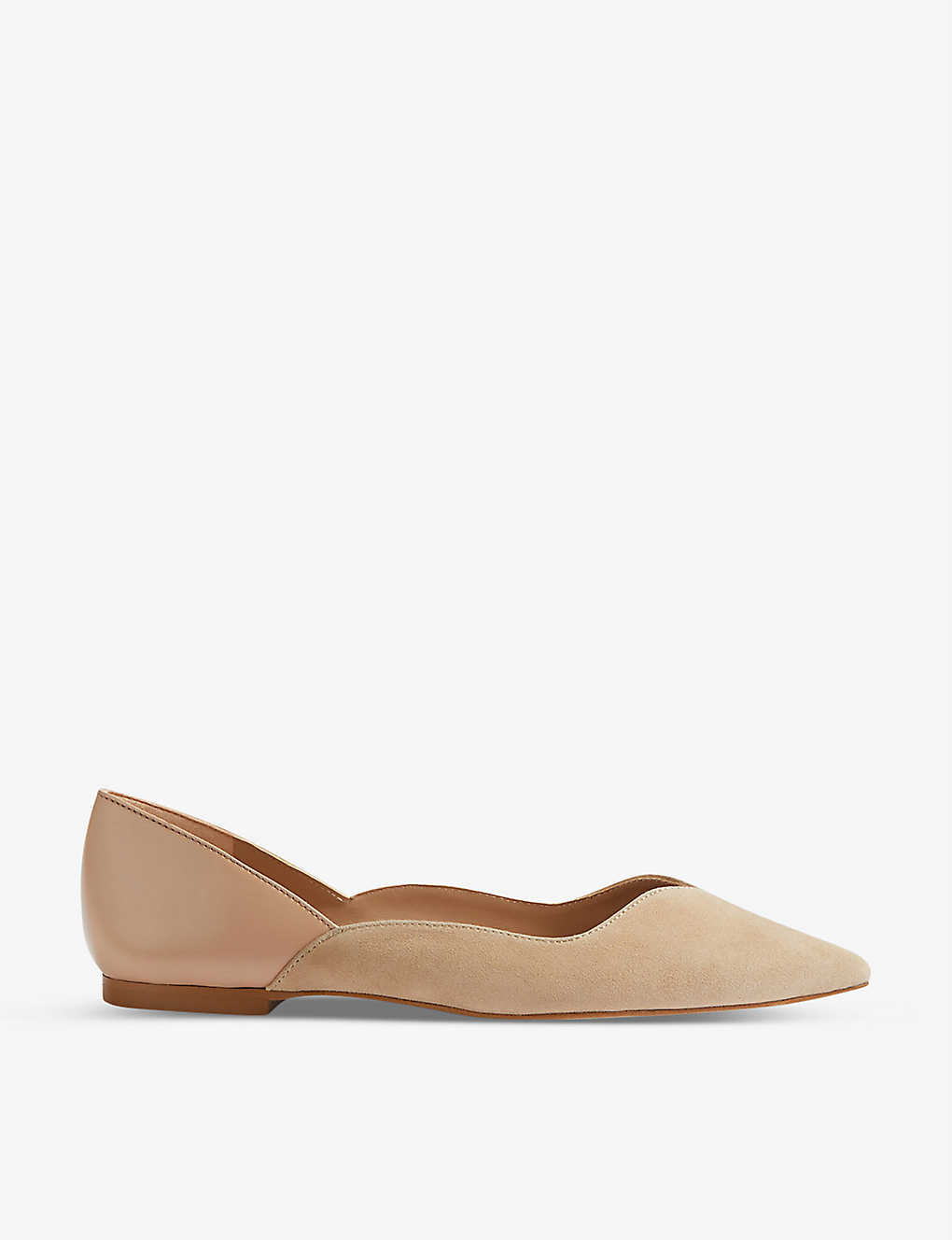 Lk Bennett Iris Pointed Leather Ballet Flats In Bei-trench