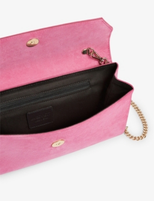 Lk Bennett Dora Suede Clutch Bag In Pin-sweetpea