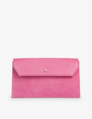 Lk Bennett Dora Suede Clutch Bag In Pin-sweetpea