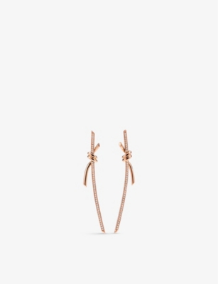 Tiffany & Co Womens Rose Gold Knot 18ct Rose-gold And 0.31ct Round-cut Diamond Drop Earrings