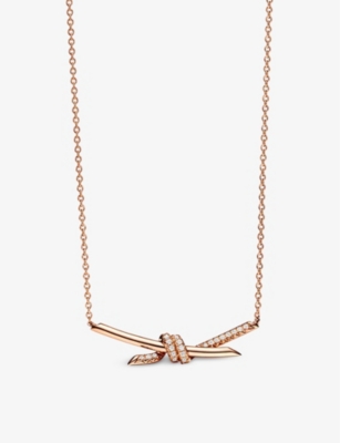 Tiffany & Co Womens Rose Gold Tiffany Knot 18ct Rose-gold And 0.25ct Brilliant-cut Diamond Pendant N
