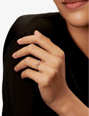 TIFFANY & CO: Tiffany Knot 18ct rose-gold and 0.05ct brilliant-cut diamond ring