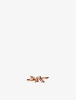Tiffany & Co Womens Rose Gold Tiffany Knot 18ct Rose-gold And 0.05ct Brilliant-cut Diamond Ring