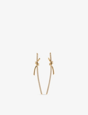TIFFANY & CO: Knot 18ct yellow-gold and 0.31ct round-cut diamond drop earrings