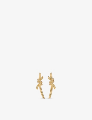 Tiffany & Co Womens Gold Knot 18ct Yellow-gold And 0.09ct Round-cut Diamond Drop Earrings