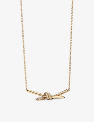 Tiffany & Co Knot 18ct Yellow-gold And 0.25ct Brilliant-cut Diamond Pendant Necklace