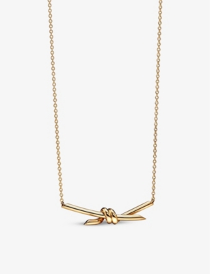 Tiffany & Co Mens Tiffany Knot 18ct Yellow-gold Pendant Necklace