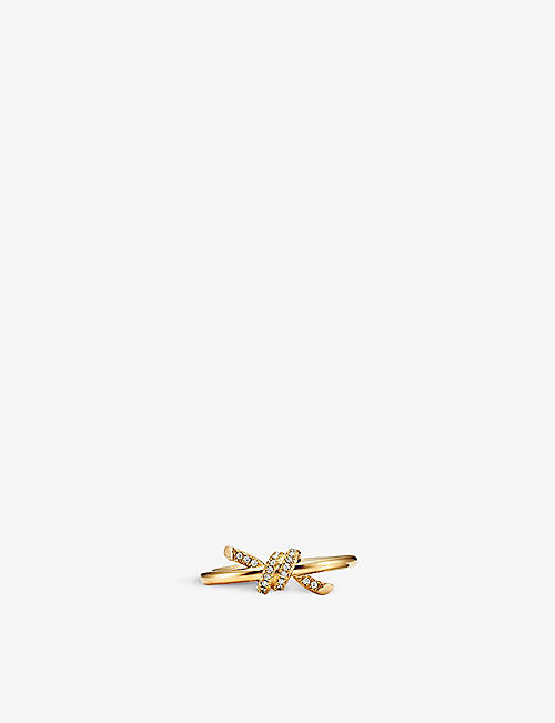 TIFFANY & CO: Tiffany Knot 18ct yellow-gold and 0.05ct brilliant-cut diamond ring