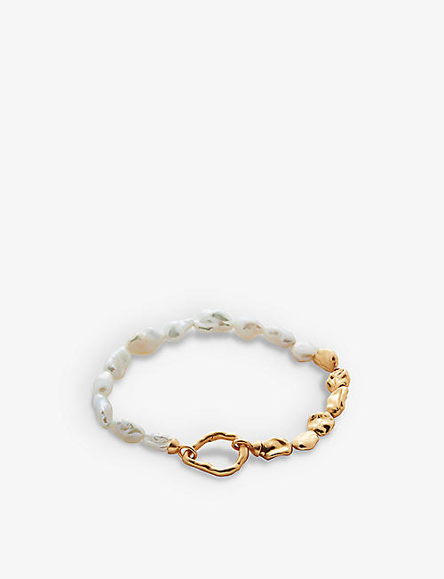 MONICA VINADER: Keshi recycled 18ct yellow gold-plated vermeil sterling silver and freshwater pearl bracelet