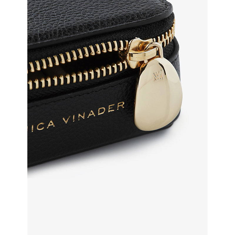 Shop Monica Vinader Women's Black Monogram Square Leather Jewellery Box