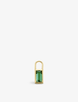 MONICA VINADER: Baguette 18ct yellow gold-plated vermeil sterling-silver and green onyx ear charm
