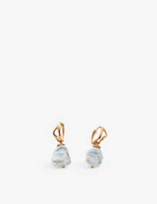 Monica Vinader Keshi 18ct Yellow Gold-plated Sterling Silver Vermeil And Freshwater Pearl Hoop Earrings In White